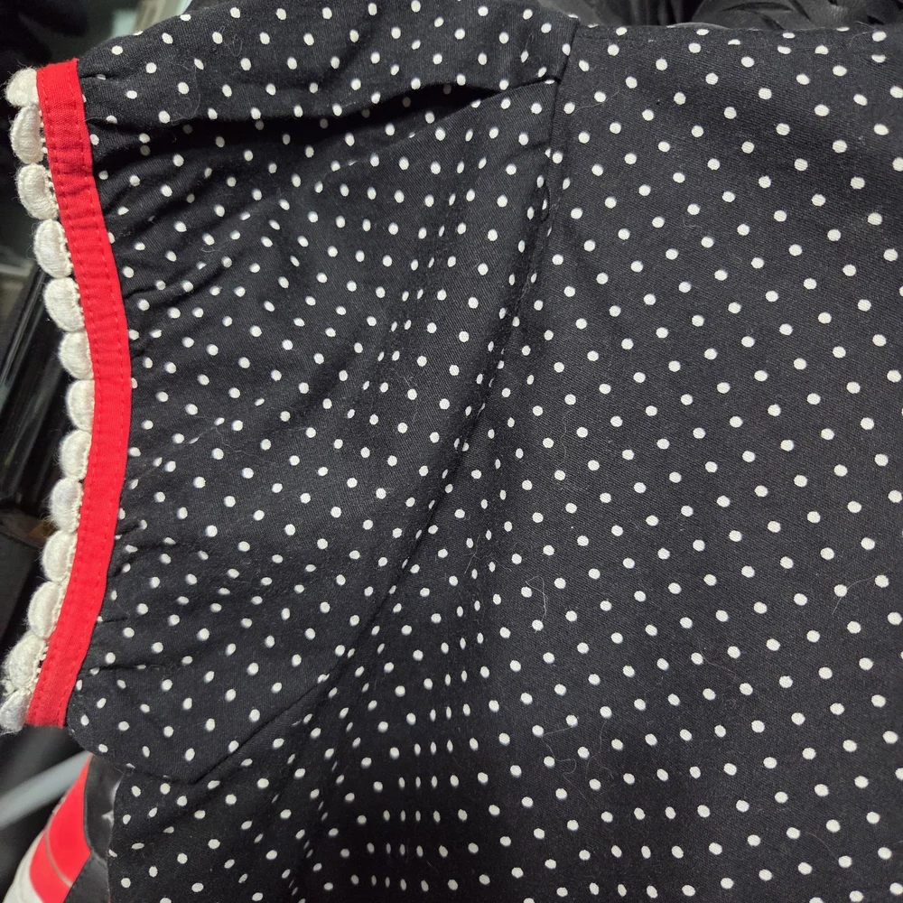 Sourpuss Black Polka Dot Dress with Red Trim. Size XL - Picture 7 of 9